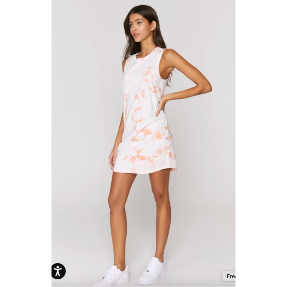 NWT‎ Spiritual Gangster Tie Dye Cotton Muscle Tank Dress Orange Pink Small